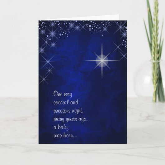 Blauwe Sterrennacht Kerstnacht Kaart (Voorkant)