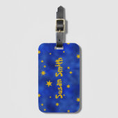 Blauwe Sterrennacht met gouden sterren Bagagelabel (Voorkant (verticaal))