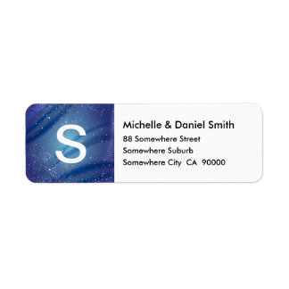 Blauwe Sterrennacht monogram Etiket