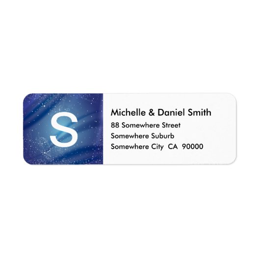 Blauwe Sterrennacht monogram Etiket (Voorkant)