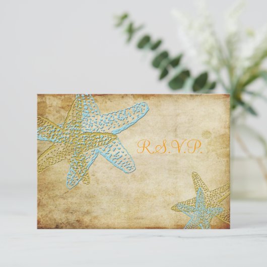 BLAUWE STERVORMIGE HUWELIJKSUITNODIGINGEN UIT HET  RSVP KAARTJE (Staand voorkant)