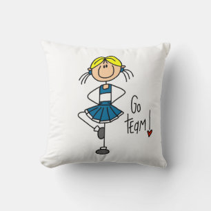 Blauwe Stick Figure Cheerleader T-shirts en Cadeau Kussen