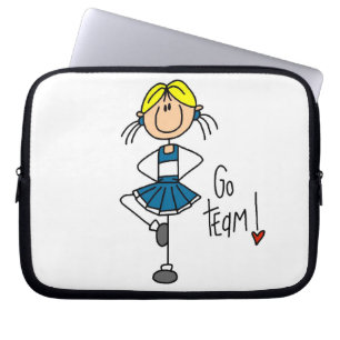 Blauwe Stick Figure Cheerleader T-shirts en cadeau Laptop Sleeve