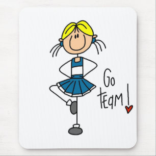 Blauwe Stick Figure Cheerleader T-shirts en Cadeau Muismat