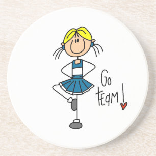 Blauwe Stick Figure Cheerleader T-shirts en cadeau Zandsteen Onderzetter