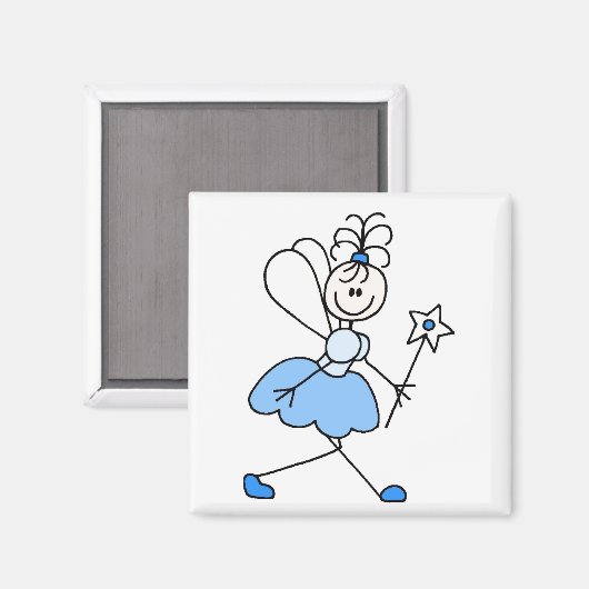 Blauwe Stick Figuur Engel Magneet (Voorkant / Achterkant)