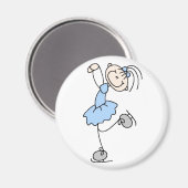 Blauwe Stick Figuur Meisje Skater Magnet (Voorkant / Achterkant)