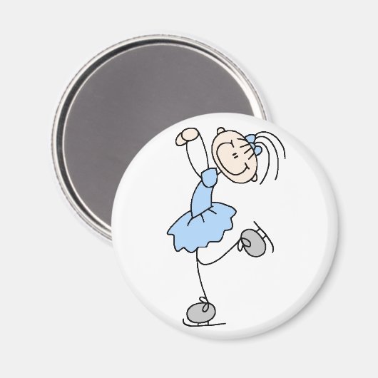 Blauwe Stick Figuur Meisje Skater Magnet (Voorkant / Achterkant)