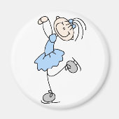 Blauwe Stick Figuur Meisje Skater Magnet (Voorkant)