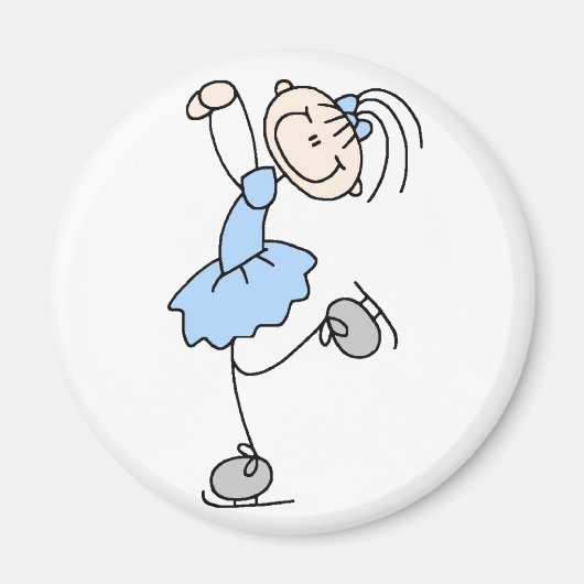 Blauwe Stick Figuur Meisje Skater Magnet (Voorkant)