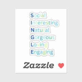 Blauwe sticker, enkelvoudig acroniem sticker