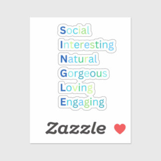 Blauwe sticker, enkelvoudig acroniem sticker