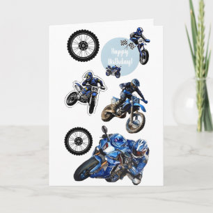 Blauwe stickers voor kinder motorcross motorfietse kaart