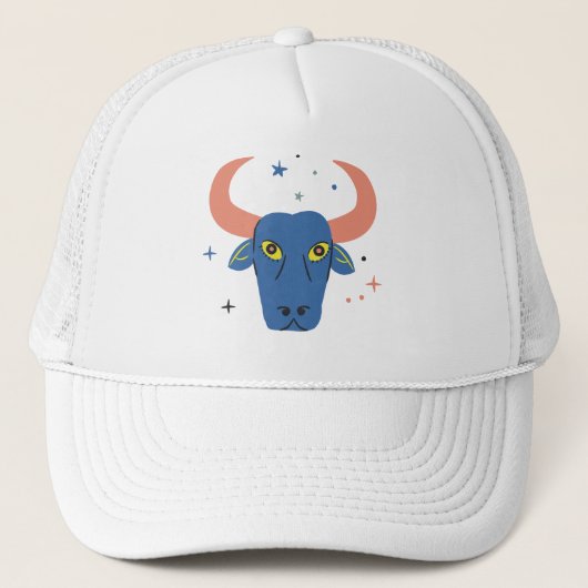 Blauwe stier trucker pet (Voorkant)