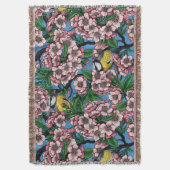 Blauwe stietvogels in de bloeiende kersenboom op b deken (Voorkant Verticaal)