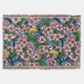 Blauwe stietvogels in de bloeiende kersenboom op b deken (Voorkant)