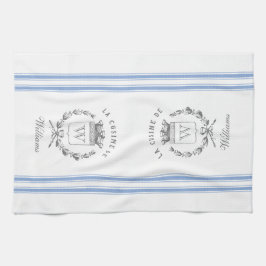 Blauwe  stijl Franse zak met aangepaste naam Theedoek