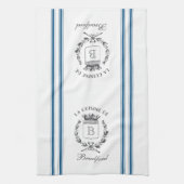 Blauwe stijl Franse zak met aangepaste naam Theedoek (Verticaal)
