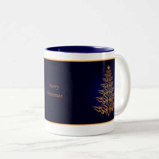 Blauwe stijlvolle kerstboom - Mok (Voorkant rechts)