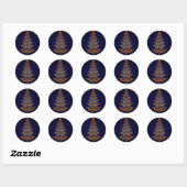 Blauwe stijlvolle kerstboomStickers Ronde Sticker (Vel)