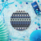 Blauwe stijlvolle streep papieren bordje (Feest)