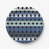 Blauwe stijlvolle streep papieren bordje (Voorkant)