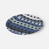 Blauwe stijlvolle streep papieren bordje (Gekanteld)