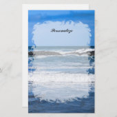 Blauwe Stille Oceaan met naam Briefpapier (Voorkant / Achterkant)