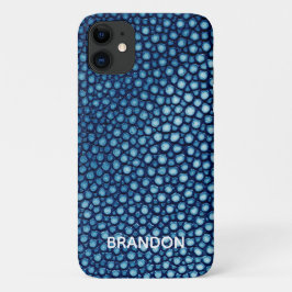 Blauwe Stingray Skin Print Naam gepersonaliseerd Case-Mate iPhone Case