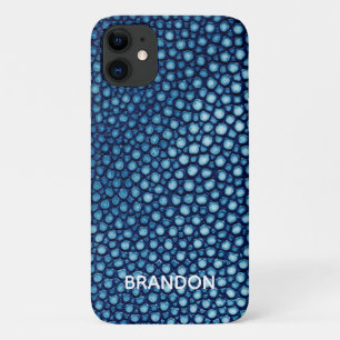 Blauwe Stingray Skin Print Naam gepersonaliseerd Case-Mate iPhone Case