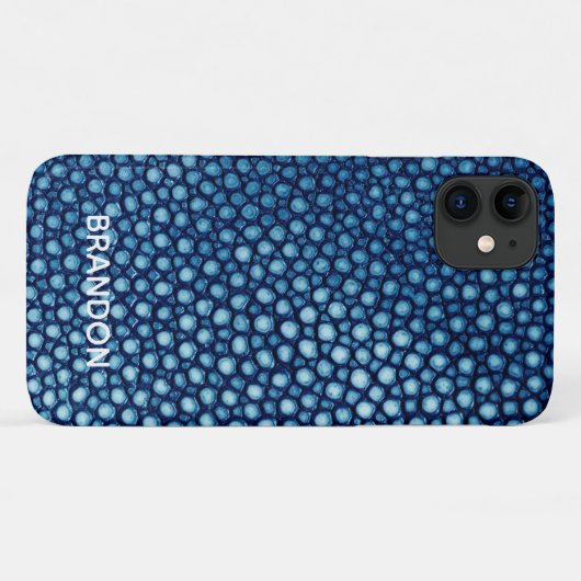 Blauwe Stingray Skin Print Naam gepersonaliseerd Case-Mate iPhone Case (Achterkant (horizontaal))