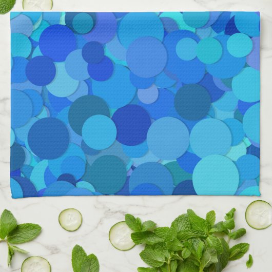 blauwe stip confetti keukenhanddoek (Gevouwen)