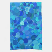 blauwe stip confetti keukenhanddoek (Verticaal)