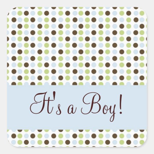 Blauwe stip is een jongen vierkante sticker (Voorkant)