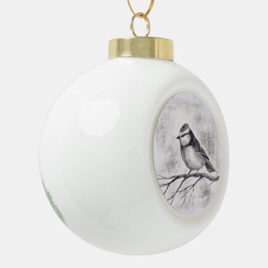 Blauwe stip keramische bal ornament (Links)