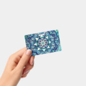 Blauwe stipkunst mandala drievoudig mapje badge (Handheld)