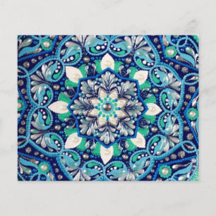 Blauwe stipkunst mandala flyer