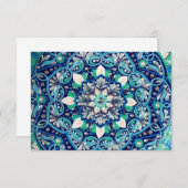 Blauwe stipkunst mandala informatiekaartje (Voorkant / Achterkant)