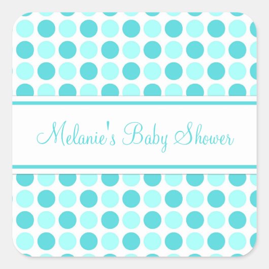 Blauwe Stippen Baby shower Favor Stickers (Voorkant)