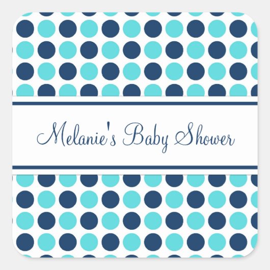 Blauwe Stippen Baby shower Favor Stickers (Voorkant)
