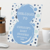 Blauwe stippen Baby Shower Uitnodiging