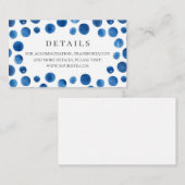 Blauwe stippen bruiloft details. Waterverf marine Informatiekaartje (Voorkant / Achterkant)