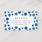 Blauwe stippen bruiloft details. Waterverf marine Informatiekaartje (Voorkant)