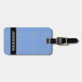 Blauwe Stippen/cirkelpatroon + aangepaste naam Bagagelabel (Voorkant horizontaal)