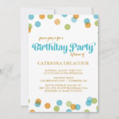 BLAUWE STIPPEN CONFETTI | BIRTHDAY-INVITATIE VAN K KAART (Voorkant)