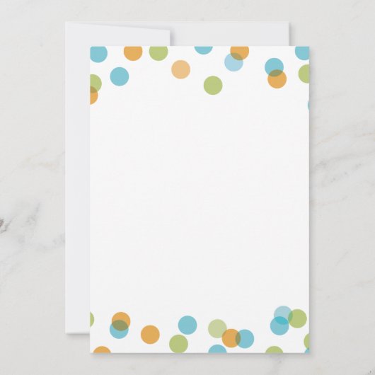 BLAUWE STIPPEN CONFETTI | BIRTHDAY-INVITATIE VAN K KAART (Achterkant)