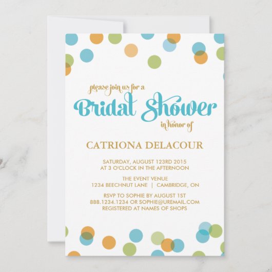 BLAUWE STIPPEN CONFETTI | BRIDAL SHOWER INVITATION KAART (Voorkant)