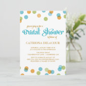 BLAUWE STIPPEN CONFETTI | BRIDAL SHOWER INVITATION KAART (Staand voorkant)