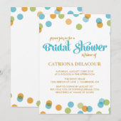 BLAUWE STIPPEN CONFETTI | BRIDAL SHOWER INVITATION KAART (Voorkant / Achterkant)