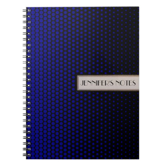 Blauwe Stippen Elegant Black Notitieboek (Voorkant)